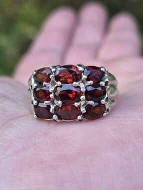 Garnet Sterling Silver Chapal Zenray Vintage  Ring Size 10 925 NF